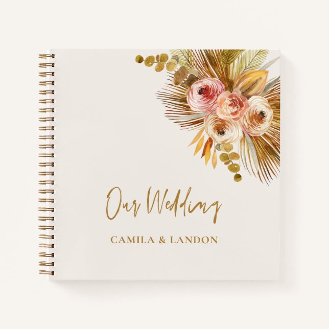 Boho Tropical Guest Book Wedding Foto Album C103 Notizbuch (Vorderseite)