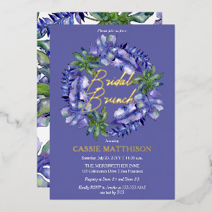 Boho Tropical Leaves Peri Grüne Hochzeitsbrunch- Folieneinladung