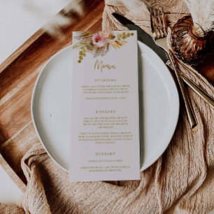 Boho Tropical Menu Wedding Party Food Drinks C103 Menükarte