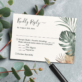 Boho Tropical Monstera Blätter Wedding RSVP Karte