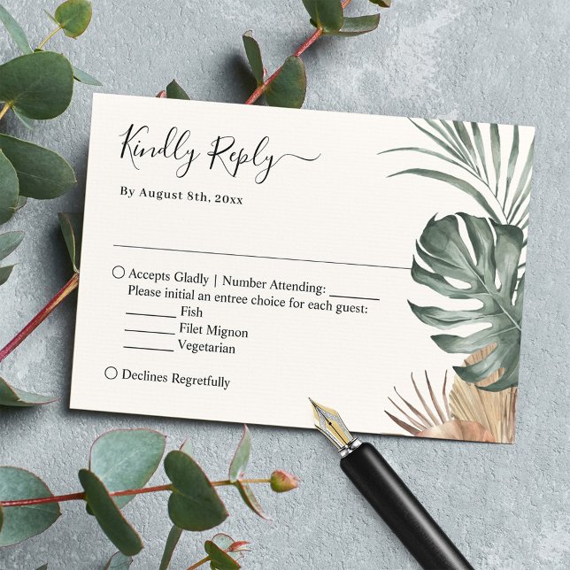 Boho Tropical Monstera Blätter Wedding RSVP Karte (Von Creator hochgeladen)