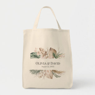 Boho Tropical Monstera und Orchid Wedding Tragetasche