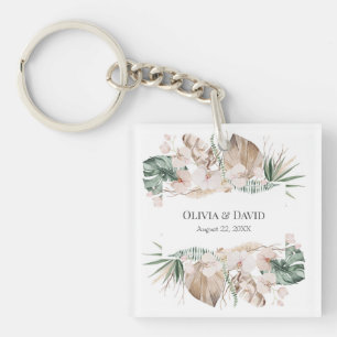Boho Tropical Orchid et Monstera Porte - clé