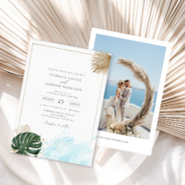 Boho Tropical Palm Beach Wedding Einladung