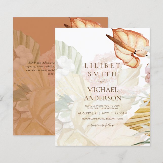 BOHO Tropical Pampas Grass Wedding (Vorne/Hinten)