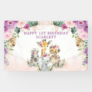 Boho Tropical Safari Jungle Floral Happy Banner