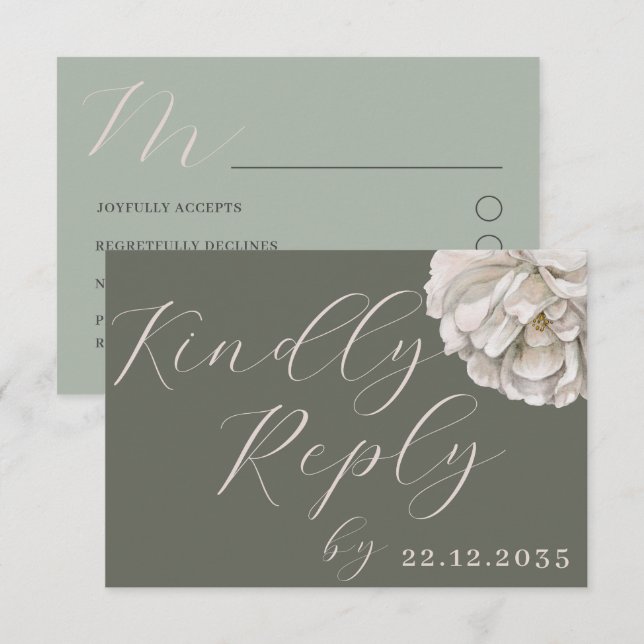 Boho Tropical Sage Green Floral UAWG RSVP Karte (Vorne/Hinten)