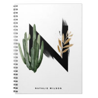 Boho Tropical Succulents Letter H Monogram