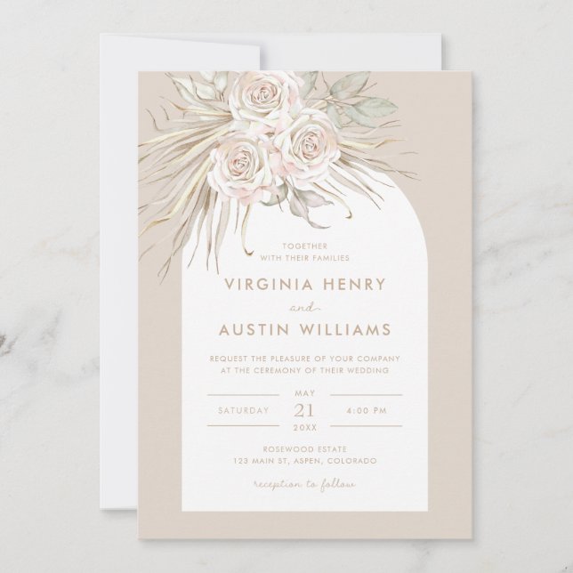 Boho Tropical Watercolor Faire-part de mariage (Devant)