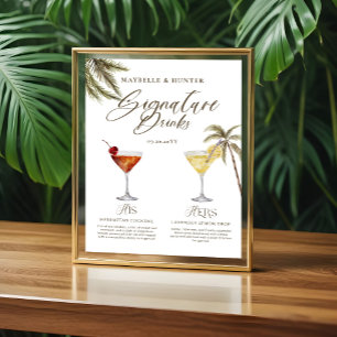 Boho Tropical Watercolor Signature Drinks Hochzeit Poster