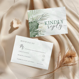 Boho Tropical Watercolor Wedding RSVP Karte