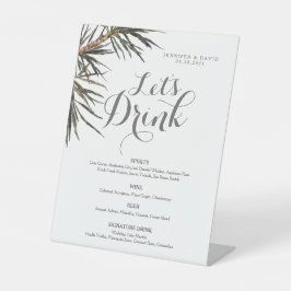 Boho Tropical Wedding Bar Menu Pedestal Sign Sockelschild