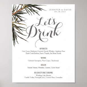 Boho Tropical Wedding Bar Menu Sign Poster (Matte)