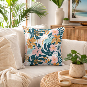 Boho Tropische Blätter Blumen Kissen