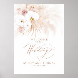 Boho-Tropische Blumige Elegante Hochzeits-Willkomm Poster