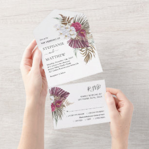 Boho-Tropische Blumige Orchideen-Hochzeit All In One Einladung