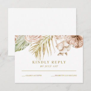 Boho-Tropische-Floral- und Palmen-Terrakotta-Hochz RSVP Karte