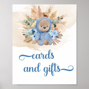 Boho tropische Junge Teddy Bärenkarten und Geschen Poster