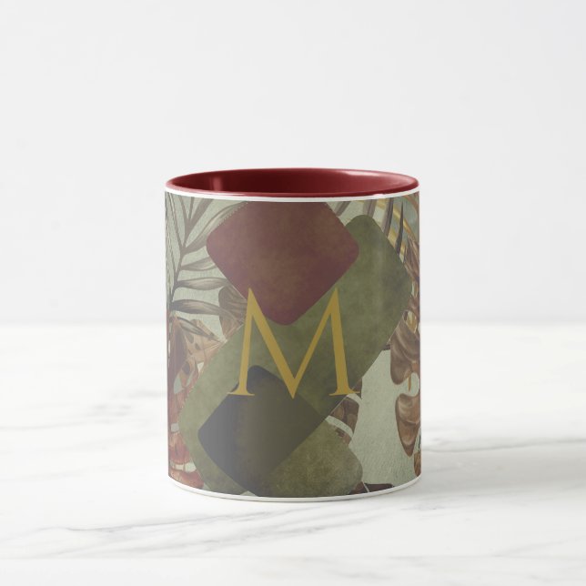 Boho tropische Monstera Palmenblatt 70er Jahre Som Tasse (Zentrum)