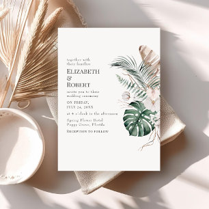 Boho-Tropische-Orchideen- und Monstera-Hochzeit Einladung