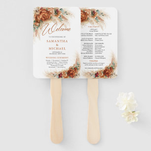 Boho tropische Terracotta Blumenpampas Hochzeit Fächer