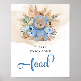 Boho tropischen Teddy Bären Pampas Gras Lebensmitt Poster