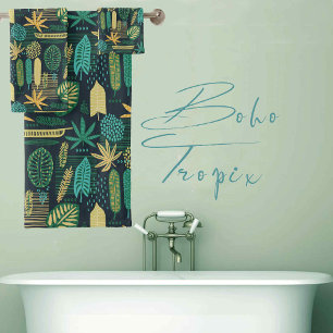 Boho Tropix Blues: Fette Blätter Badhandtuch Set