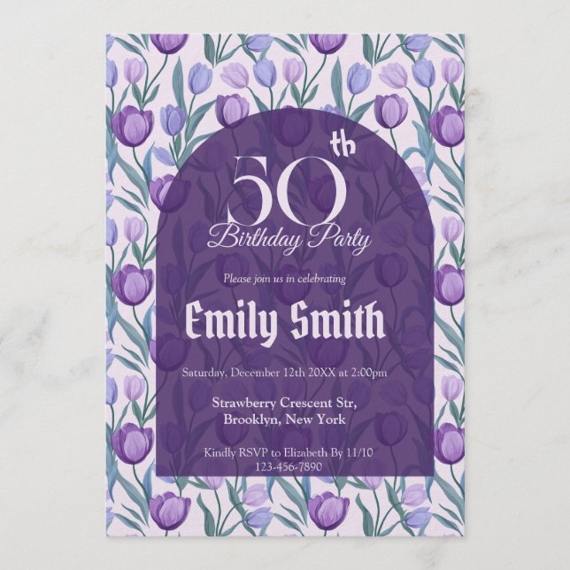 Boho Tulip Fantasy Outdoor Birthday Einladung (Vorderseite)