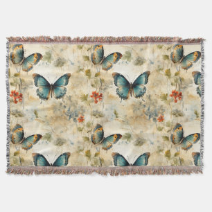 Boho Türkis Schmetterling Botanischer Garten Druck Decke