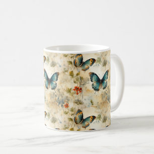 Boho Türkis Schmetterling Botanischer Garten Druck Kaffeetasse