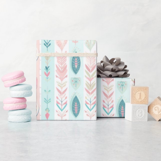 Boho Turquoise, Blush, Aqua, Rose, Aquamarin & Ecr Geschenkpapier (Babyparty)
