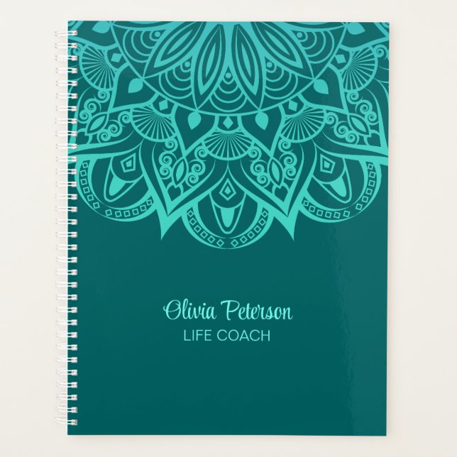 Boho Turquoise et Turquoise Mandala Life Coach Pla (Devant)