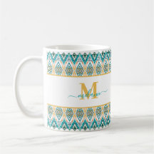 Boho Turquoise Mustard Ethnic Abstrakt Monogram