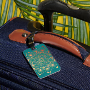 Boho Turquoise Peach Mandala Gepäckanhänger