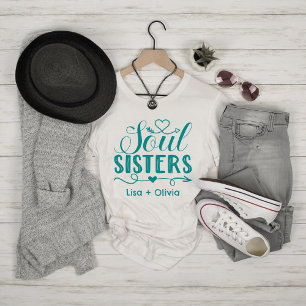 Boho Turquoise Soul Sisters Script Individuelle Na T-Shirt