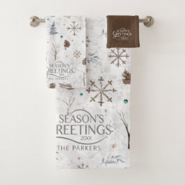 Boho Twigs & Pinecone Weihnachtsausweis986 Badhandtuch Set