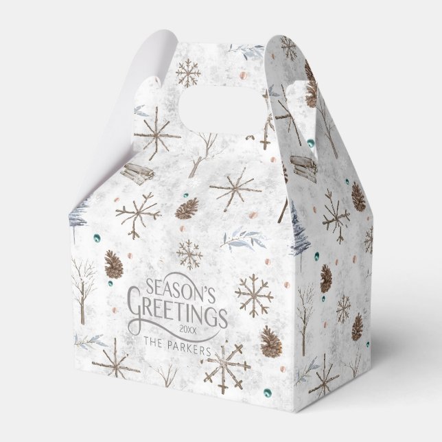 Boho Twigs & Pinecone Weihnachtsausweis986 Geschenkschachtel (Vorderseite)