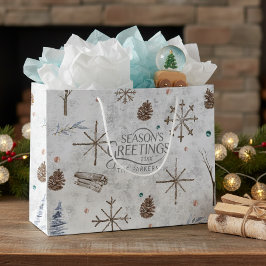 Boho Twigs & Pinecone Weihnachtsausweis986 Große Geschenktüte