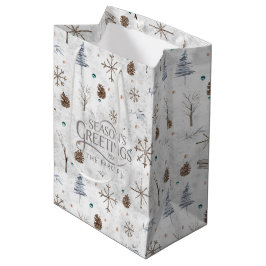 Boho Twigs & Pinecone Weihnachtsausweis986 Mittlere Geschenktüte