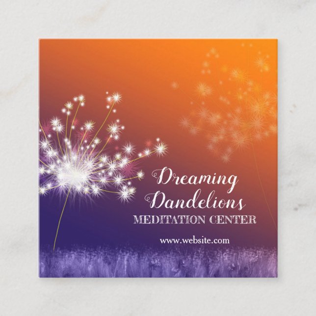 Boho Twilight Dandelions Medical Center Quadratische Visitenkarte (Vorderseite)