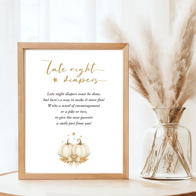 Boho Twin Pumpkins Baby Shower Late Night Diapers Poster (Von Creator hochgeladen)