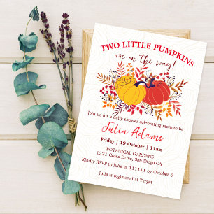 Boho Twins Little Fall Kürbisse Baby Shower Einladung