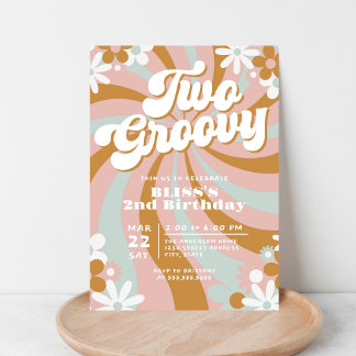 Boho Two Groovy 2. Geburtstag Einladung