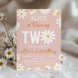 Boho Two Super Daisy 2nd Birthday Invitation