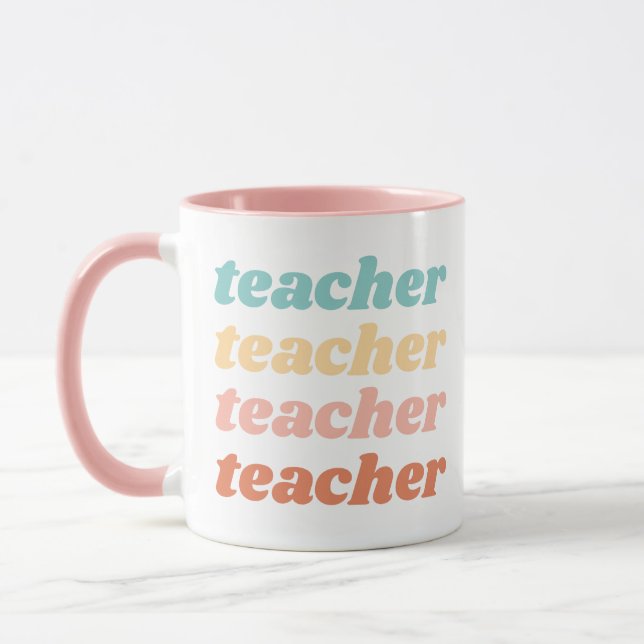 Boho Typographic Teacher Appréciation Mug (Gauche)