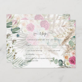 BOHO UAWG Pink Pampas Grass Wedding Postkarte