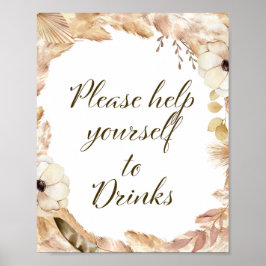 Boho und Feather Party Zeichen, Bridal, Baby, Hoch Poster