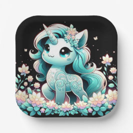 Boho Unicorn Babydusche Pappteller