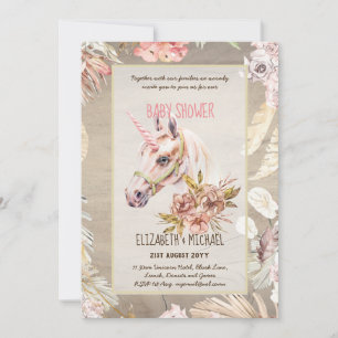 BOHO UNICORN Kinderdusche Einladungen Wasserfarbe
