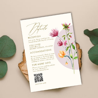 Boho Unique Spring Wildblume Whimsical Wedding Begleitkarte